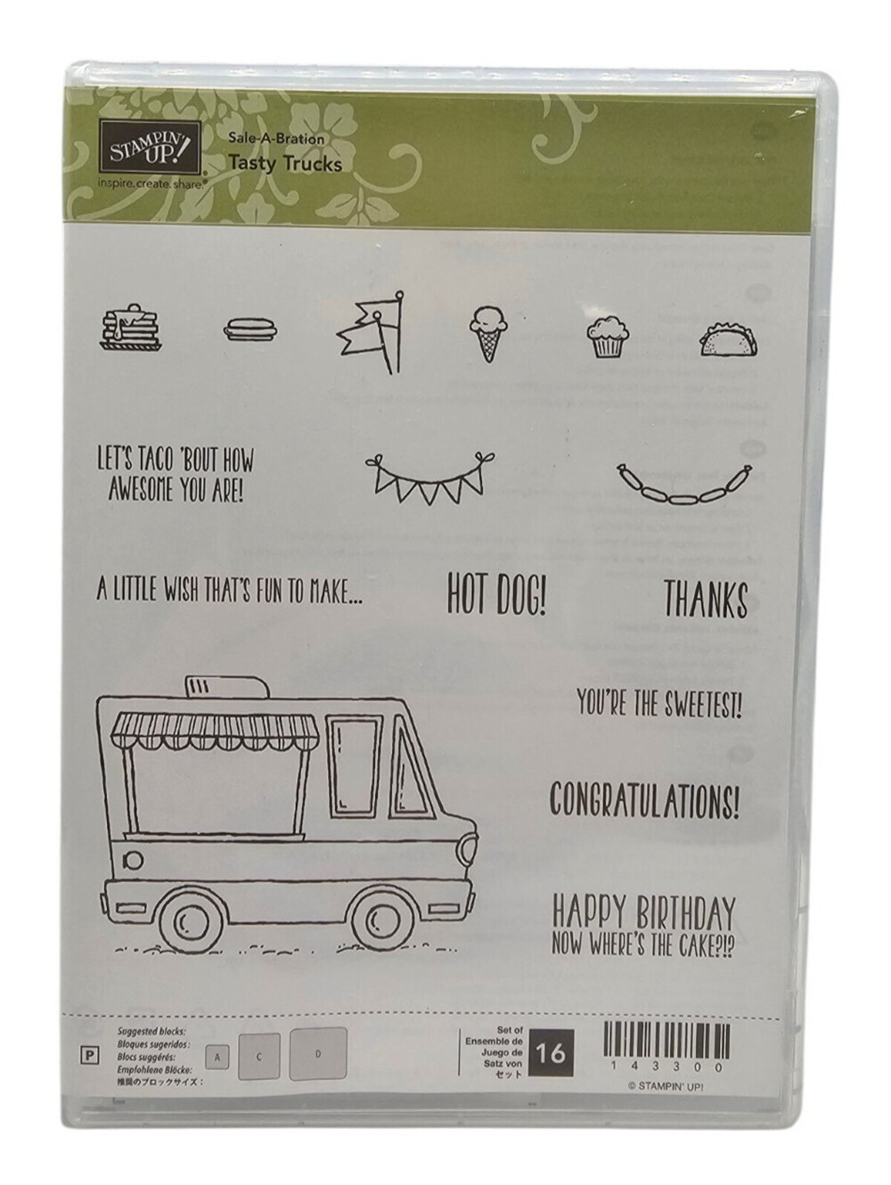 Stampin' Up! Tasty Trucks Rubber/Cling Stamp Set NEW